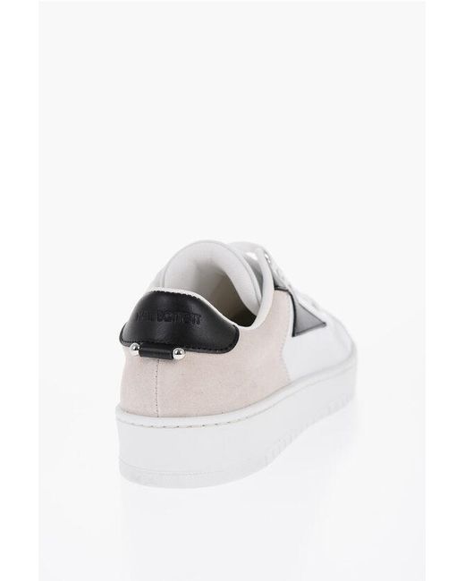 Neil Barrett White Leathr Low-Top Sneakers With Suede Details And Piercing for men