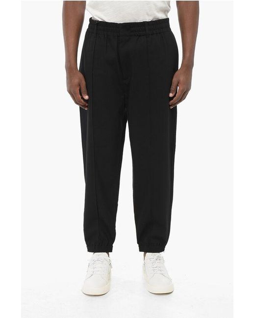 Armani Black Emporio Front Pleated 4-Pocketed Pants With Cuffs for men