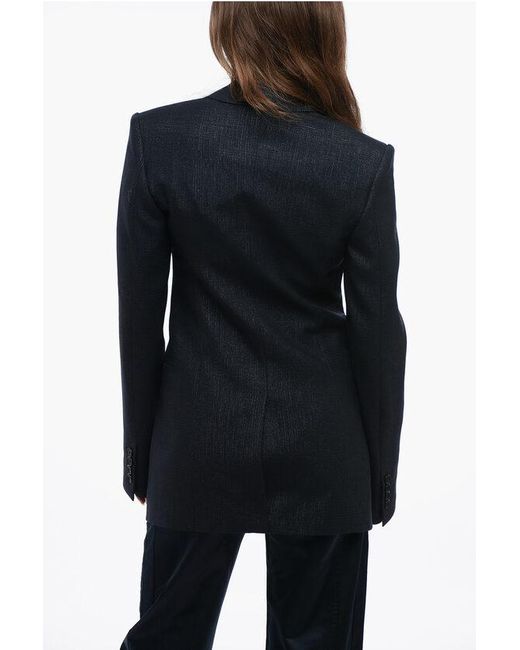 Stella McCartney Black Wool Check Motif Blazer With Lurex Detailing