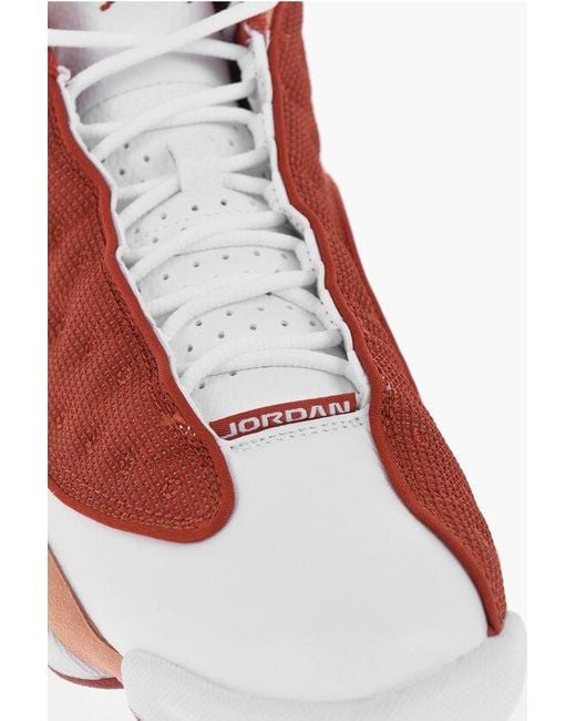 Nike Red Air Jordan Faux Leather And Fabric 13 Retro High-Top Sneaker for men