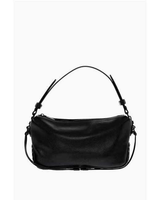 ショルダーバッグ OFF-WHITE BLACK LEATHER BIKER TIRE SHOULDER BAG Off-White c/o Virgil Abloh Solid Color Leather Biker Tire