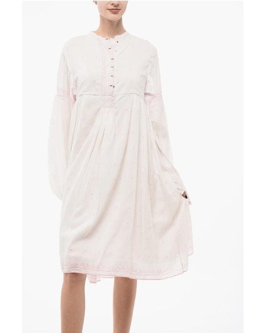 Péro White Flared Bottoni Dress
