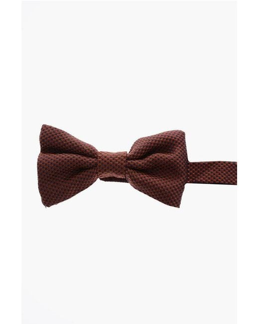 Corneliani Brown Pin Point Silk Bow Tie for men