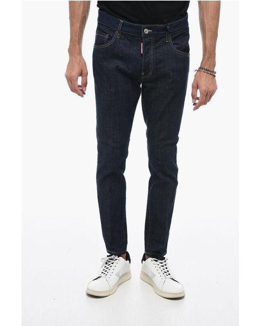 DSquared² Blue Dark Wash Skater Denims With Logo Lettering 16Cm for men