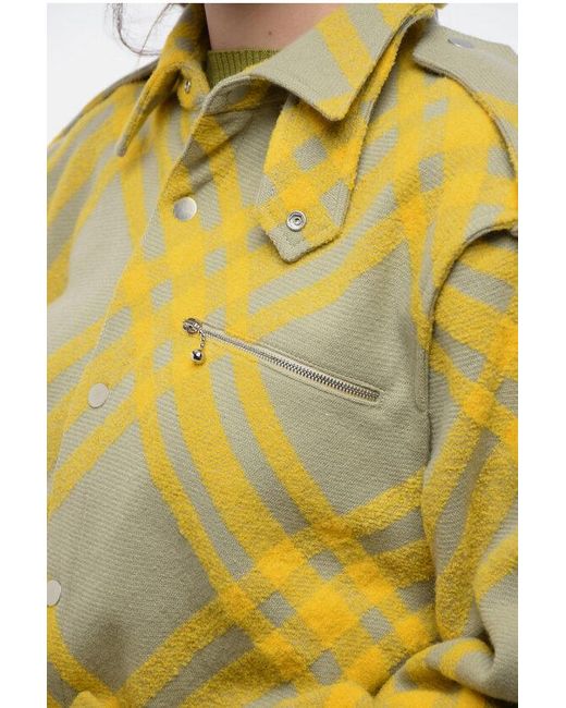 Burberry Yellow Alpaca Blend Tartan Overshirt
