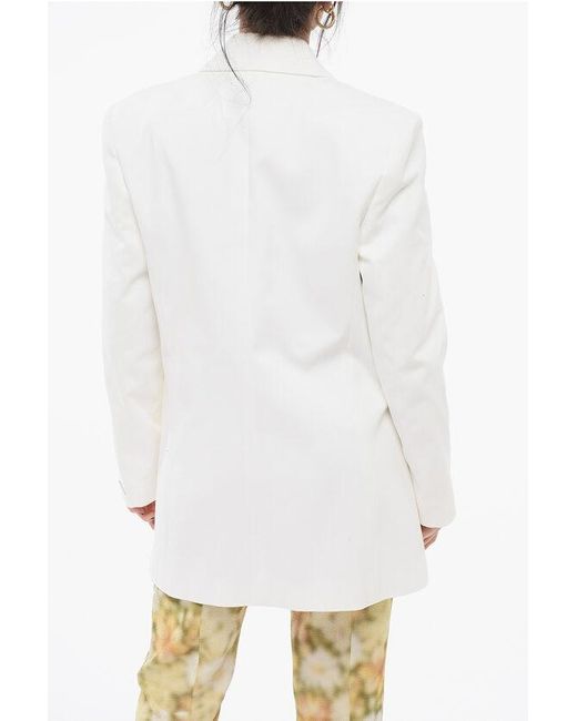 Calvin Klein White Cotton Single Breasted Blazer With Jetted Pocketd