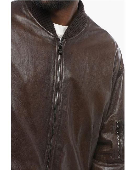 Dolce & Gabbana Black Lambskin Zip-Up Bomber Jacket for men