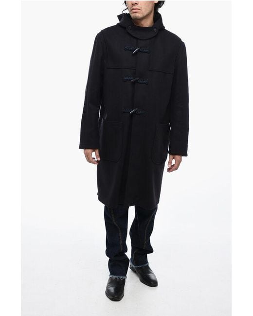 Seafarer Black Wool Cloth Coat With Frog Closure for men