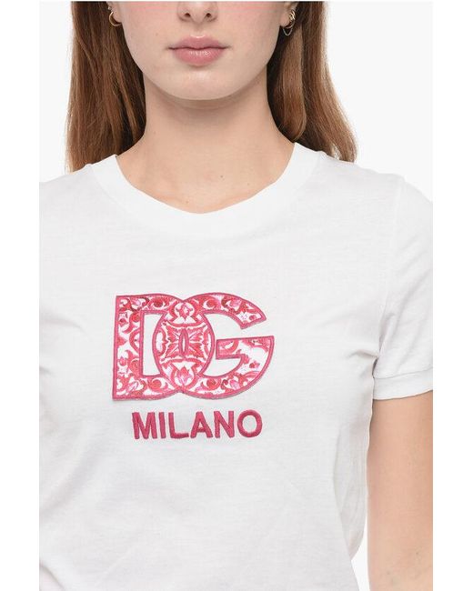 Dolce & Gabbana Red Jersey T-Shirt With D&G Patch