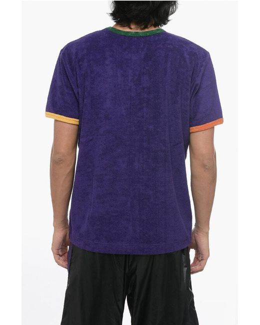 Howlin' By Morrison Purple Terry Cotton Crew-Neck T-Shirt With Contrasting Edges for men