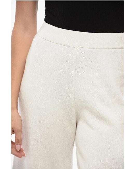 Fabiana Filippi White Cashmere Palazzo Pants With Elastic Waistband