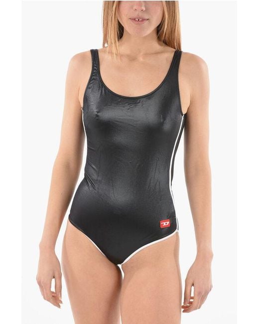DIESEL Shiny Fabric Bfsw-Antiope One Piece Swimsuit in Black