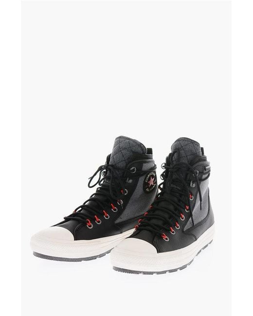 Converse Black Chuck Taylor All Star All Textured Leather High-Top Sneakers