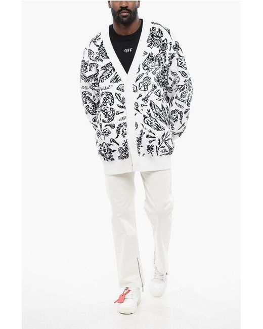 Off-White c/o Virgil Abloh Black Patterned Cardigan With Zip Detail for men