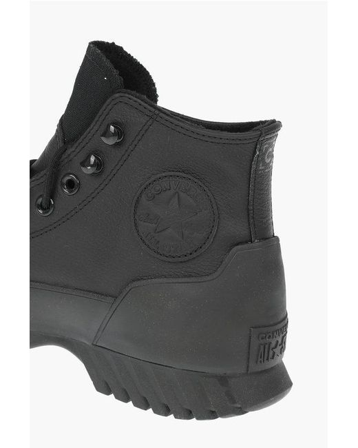 Converse Black All Star Chuck Taylor Texture Leather High-Top Sneakers