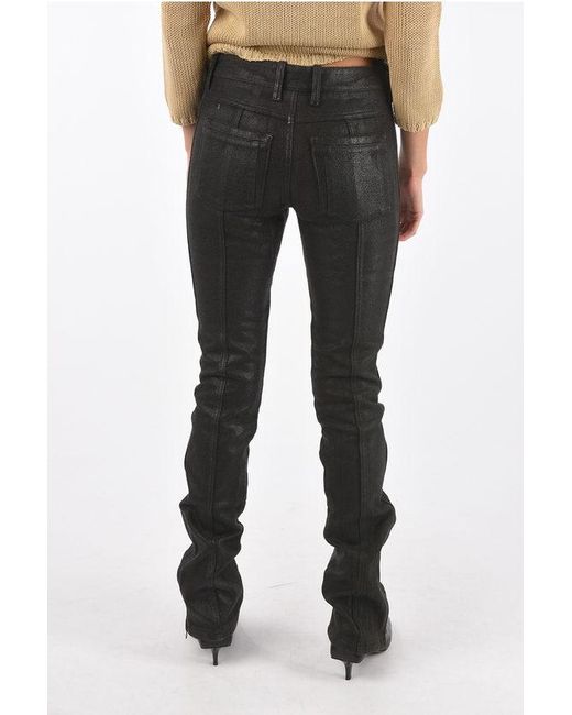 DIESEL Black Wool Coated Biker Pants Perkuno With Ankle Zip