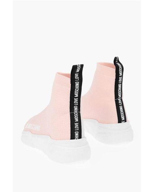 Moschino Pink Love High Sock Sneakers Gomma35 With Logo