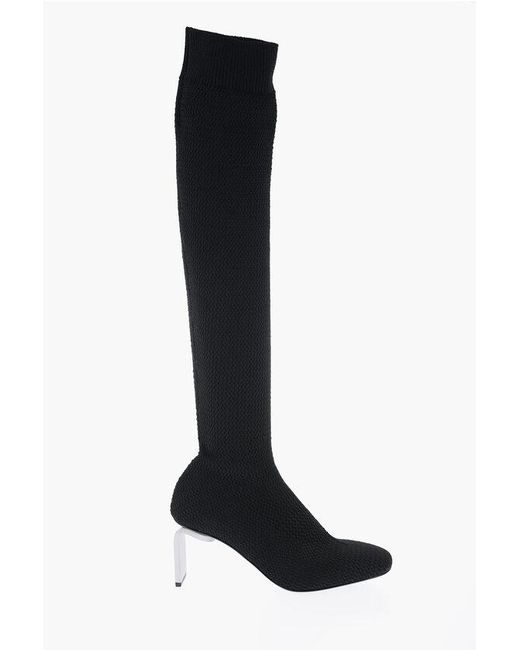 Jil Sander Black Crochet Knee-Hight Boots Heel 7 Cm