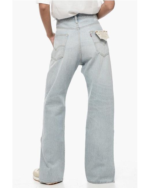 ERL White Levis Straight Leg Jeans With Ankle Split