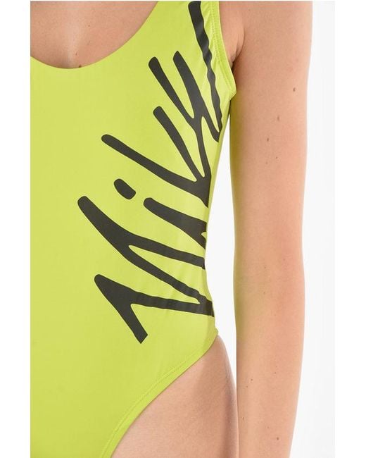 Nike Green Logo Printed One Piece Swimsuit