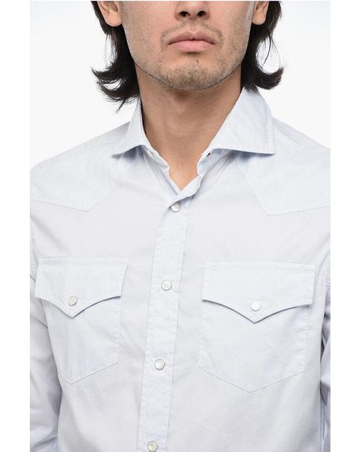 Brunello Cucinelli White Leisure-Fit Shirt With Jewel Buttons for men