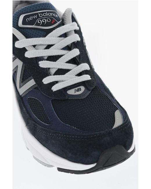 New Balance Blue Suede 990 Low Sneakers With Contrasting Logo