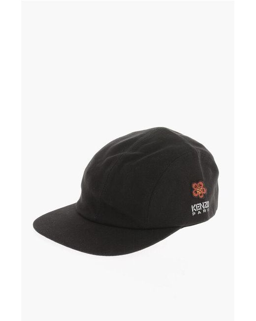 KENZO Black Solid Color Cap With Side Logo for men