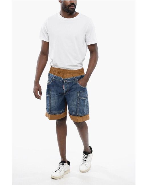 DSquared² Blue Nylon Boxer Shorts With Denim Detailing for men