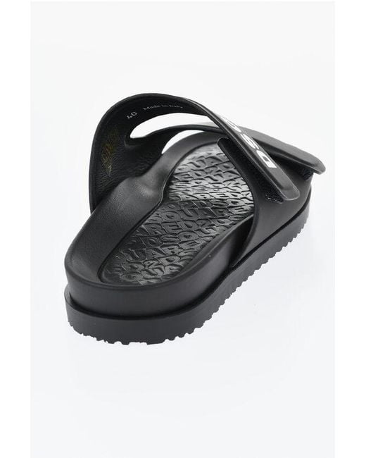 DSquared² Black Solid-Color Sandals With Velcro Closure for men