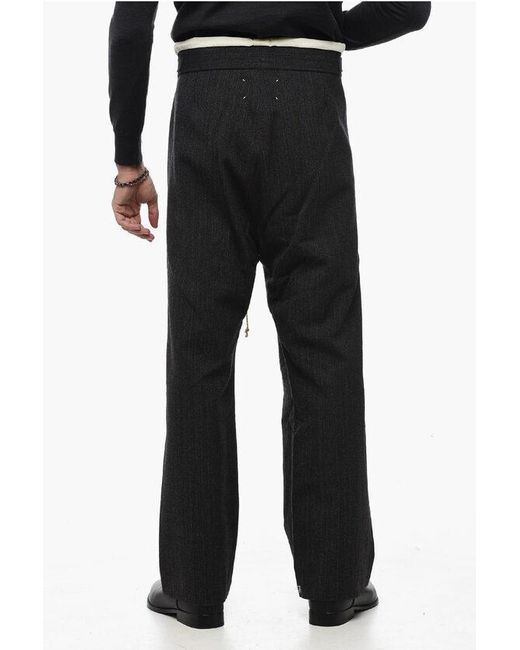 Maison Margiela Black Mm0 3 Pocket Wool Pants With Bayedere Pattern for men