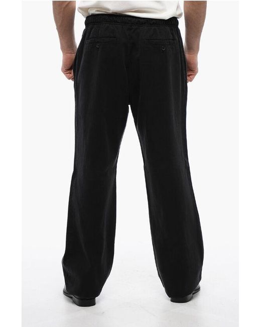 Palm Angels Black Cotton Blend Travel Joggers With Elastic Waistband for men