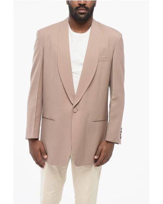 Gucci Pink Mohair Blend Blazer With Shawl Lapel for men