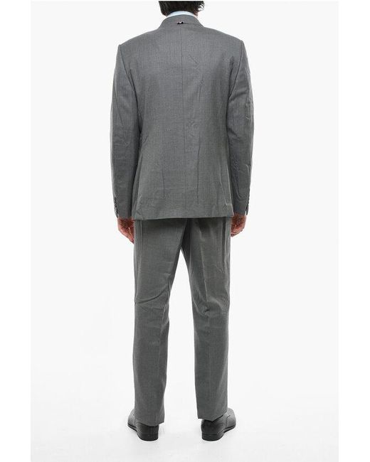 Thom Browne Gray Single-Breasted Twill Wool Suit for men