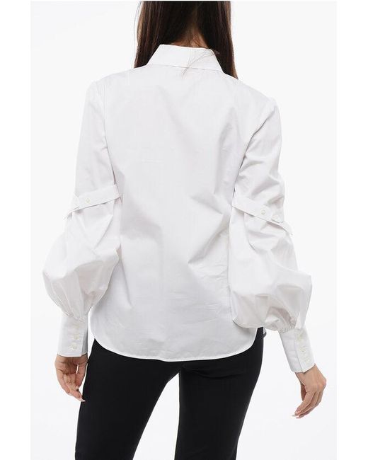Off-White c/o Virgil Abloh White Popeline Straps Shirt With Puffed Sleeves