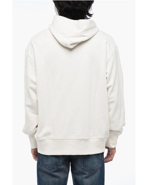 DIESEL White Hoodie S-Macsout Sweatshirt With Print for men