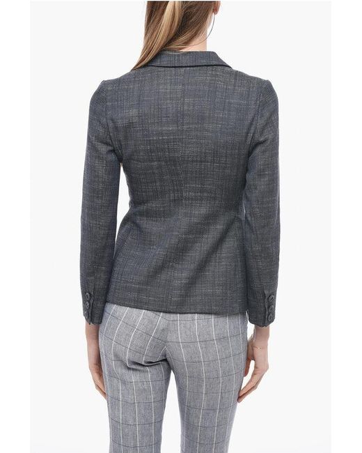 Dior Gray Denim Effect Slim Fit Blazer With Covered Buttons