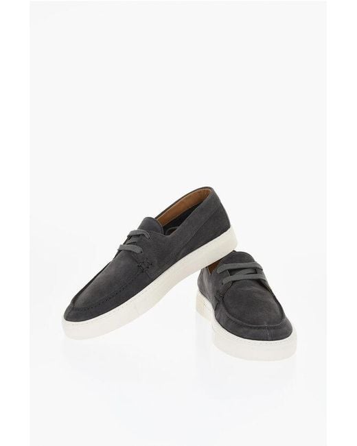 Armani Black Suede Low-Top Derby Sneakers for men