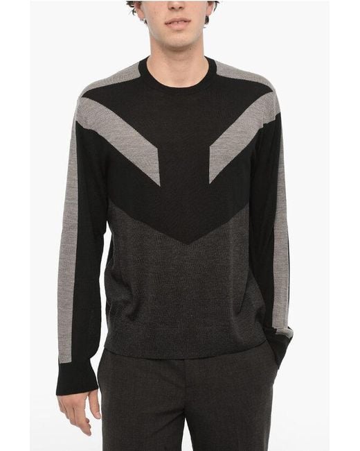 Neil Barrett Black Two-Tone Wool Modernist Sweater for men