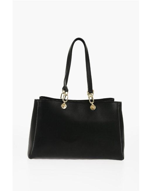 Moschino Black Love Faux Leather Tote Bag With Golden Logo