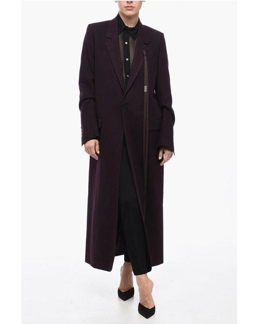 Ann Demeulemeester Black Single Breasted Wool Coat With Flap Pockets