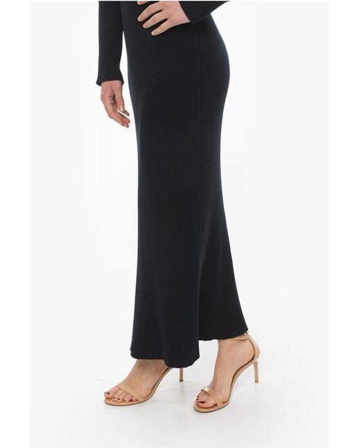 Chloé Black Ribbed Cashmere Blend Maxidress