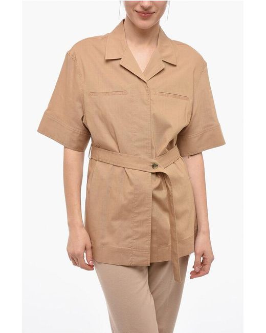 Calvin Klein Natural Short Sleeve Long Shirt With Belt
