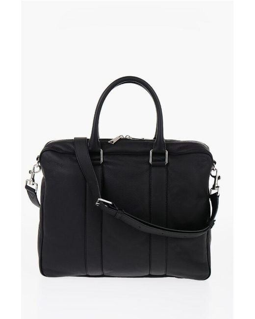 Bottega Veneta Black Deer Textured Leather Briefcase Bag for men