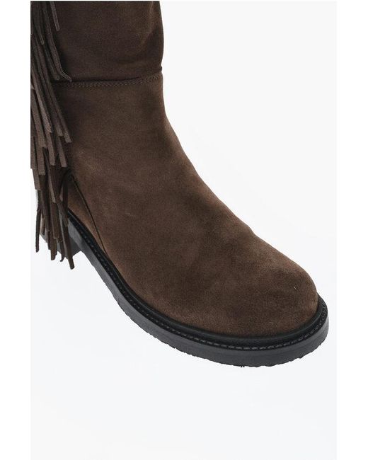 See By Chloé Black Fringed Suede Thigh-High Boots