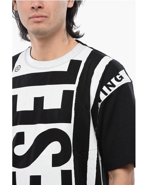DIESEL Black Tag Two-Tone T-Nabel-M5 Crew-Neck T-Shirt With Contrasti for men