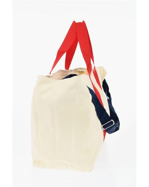 Woolrich Red Canvas Tote Bag With Tape Handles And Adjustable Shoulder St Size Unic