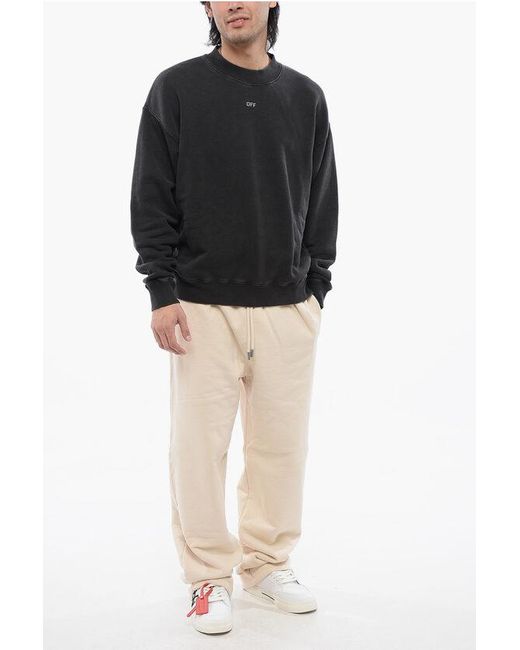 Off-White c/o Virgil Abloh Black Brushed Cotton Printed Mary Crewneck Sweatshirt for men