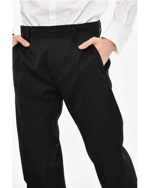 DSquared² Black Virgin Wool-Blend Trousers With Concealed Button Closure for men