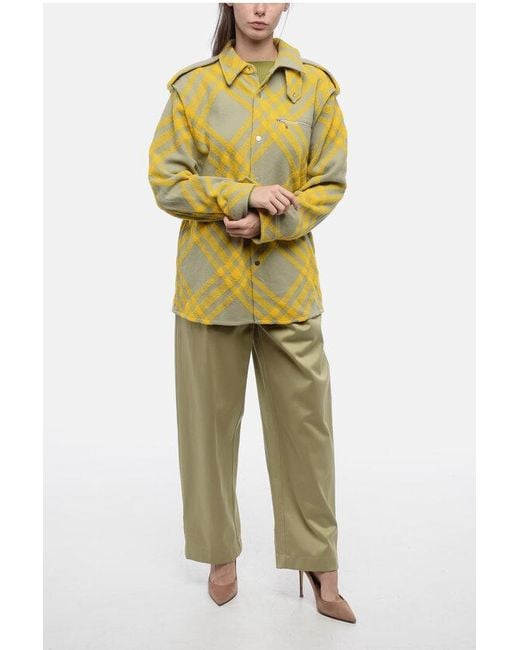 Burberry Yellow Alpaca Blend Tartan Overshirt