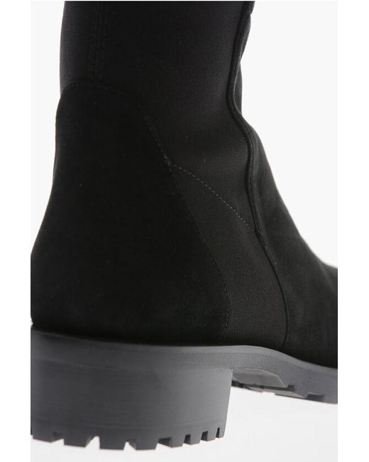 Stuart Weitzman Black Under-The-Knee 5050 Suede And Fabric Boots